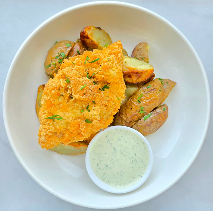Oven Baked Fried Chicken | Buttermilk Ranch | Potato Wedges
