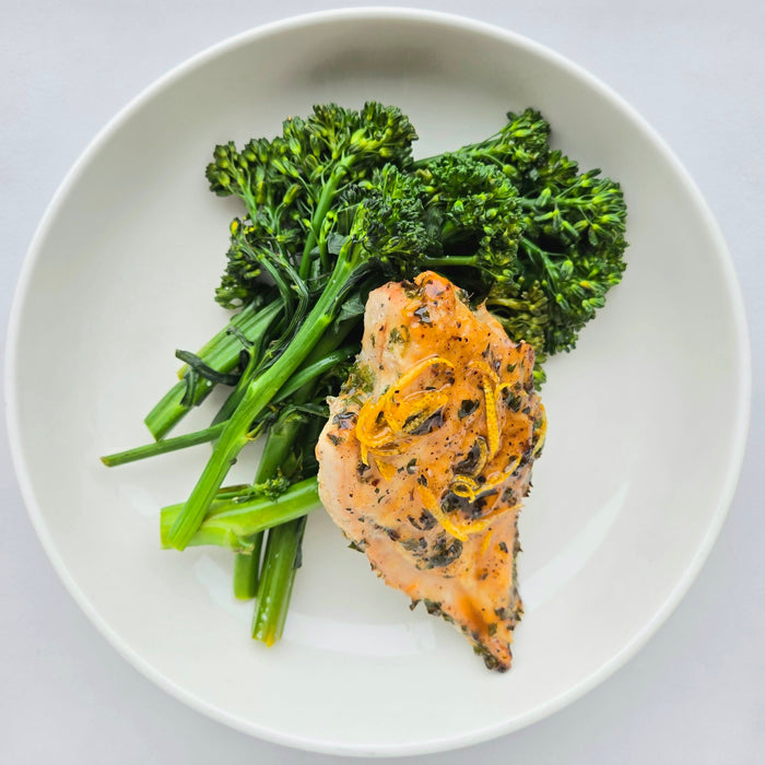 Herb-Crusted Chicken Breast | Sautéed Broccolini & Lemon