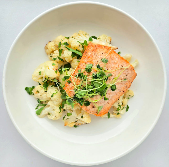 Pan-Seared Salmon | Roasted Cauliflower & Honey and Herbs