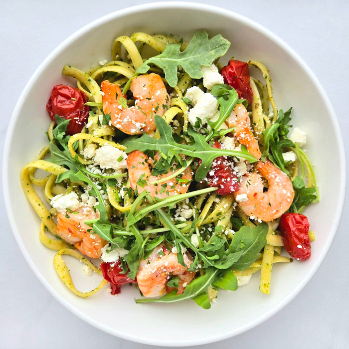 Spicy Lemon Shrimp | Pasta | Feta | Arugula Pesto