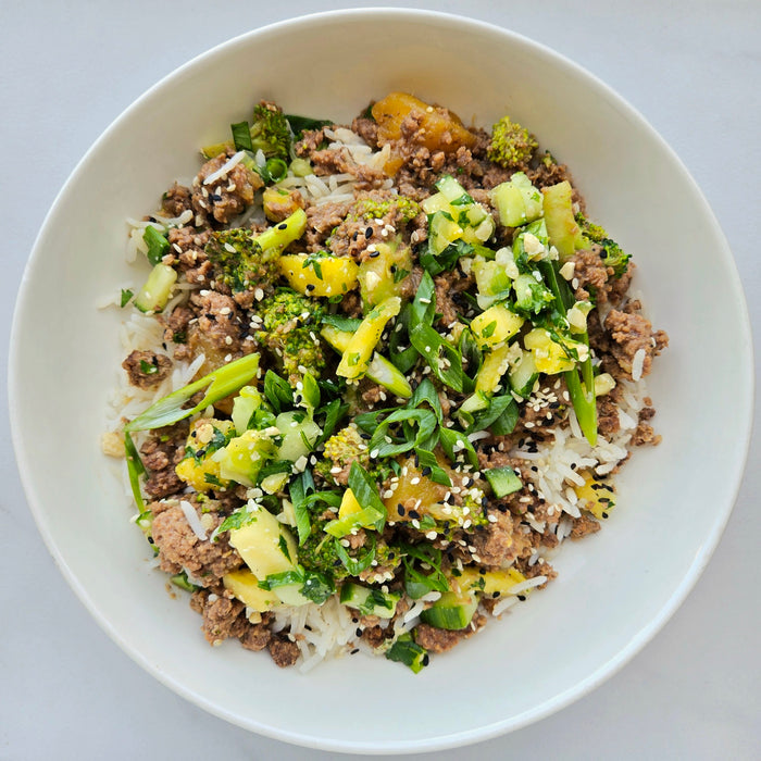 Sticky Ginger Sesame Pineapple Beef | Basmati Rice