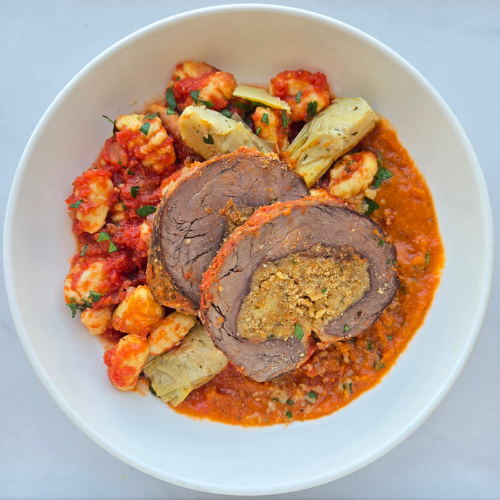 Slow Braised Italian Beef | Gnocchi | Marinated Artichokes | Epicuria Tomato Sauce