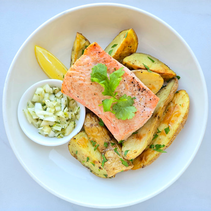Cedar-Grilled Salmon | Preserved Lemon | Fennel Relish | Fingerling Potatoes