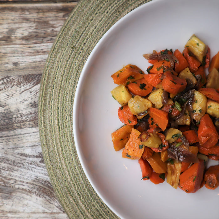 Roasted Root Vegetables | Balsamic Onion Confit