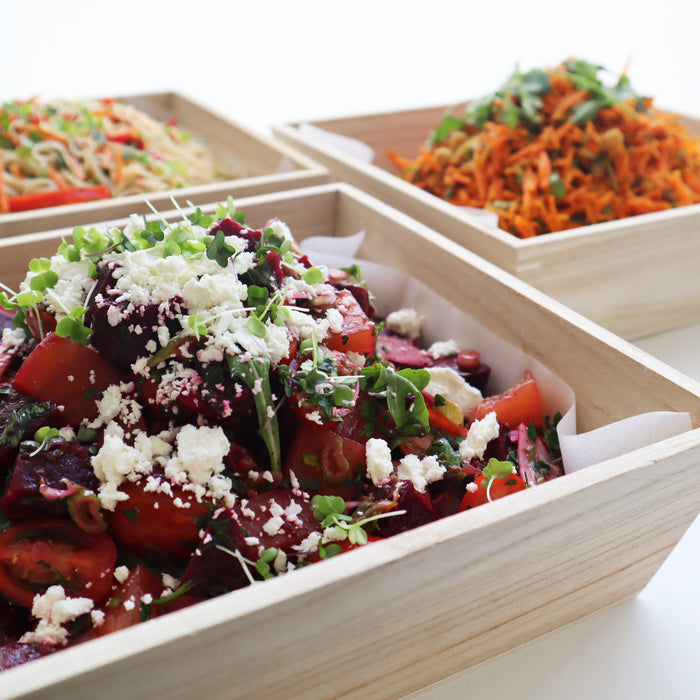 Heirloom Tomato Beet Salad with Pickled Radish and Feta