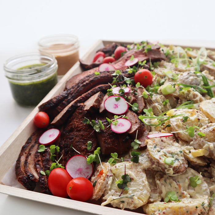 Grilled Latin Flank Steak | Roasted Potato Salad with Smoked Cheddar