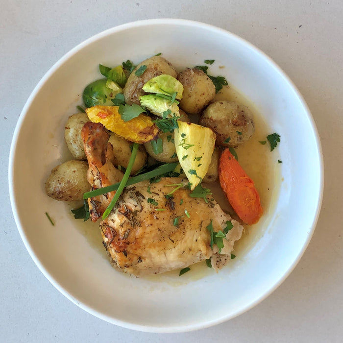 Chicken Supreme | Rosemary Orange Jus | Roasted Vegetables
